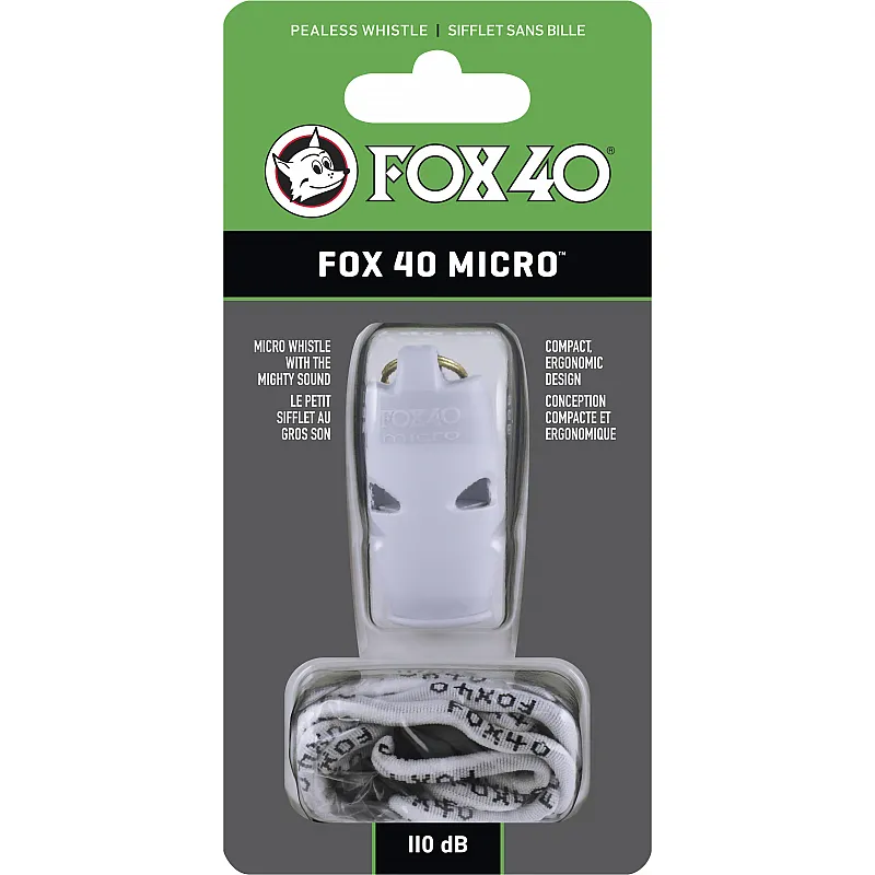 Fox Σφυρίχτρα  Micro Safety Λευκή με Κορδόνι - 95130708 - Προπονητικός Εξοπλισμός