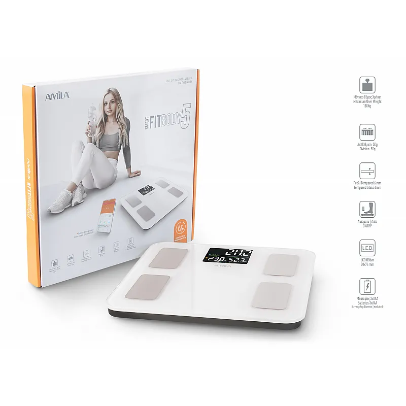 Ζυγαρία Smart με Λιπομέτρηση AMILA FITBODY 5 95361