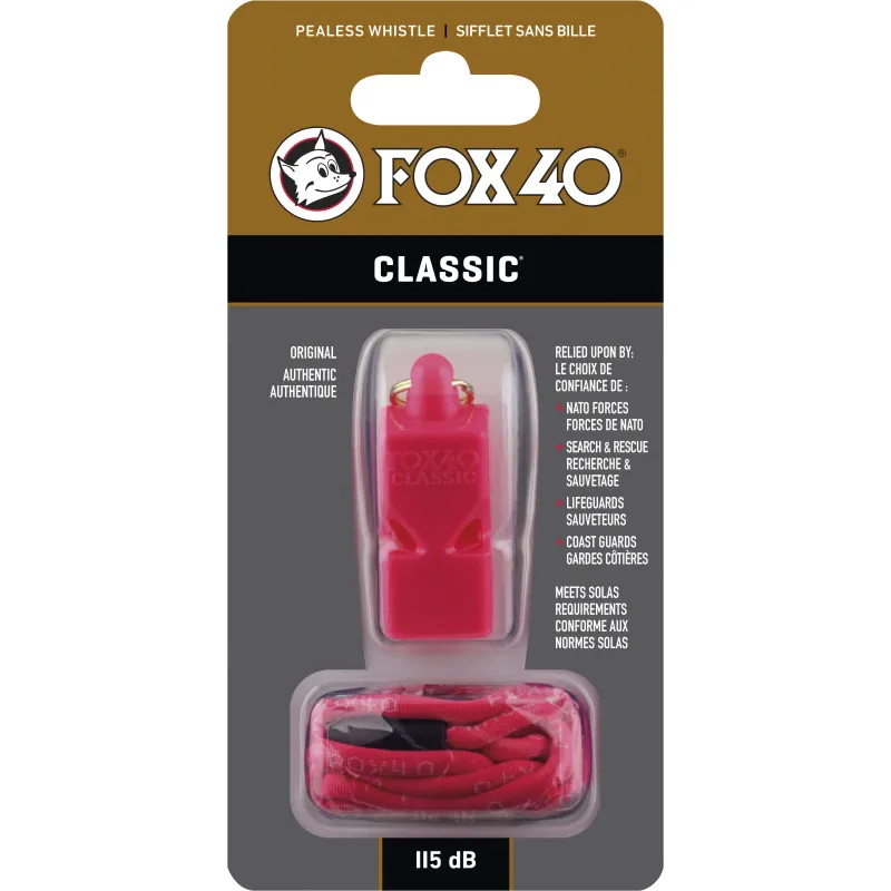Fox Σφυρίχτρα  Classic Safety Ροζ με Κορδόνι - 99030408 - Προπονητικός Εξοπλισμός