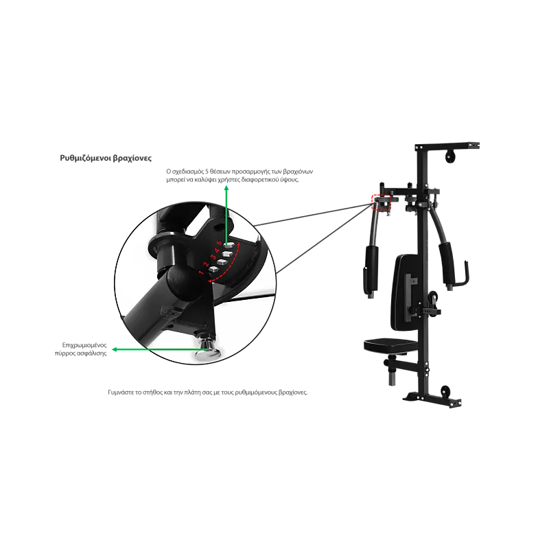 Pegasus Pro Gym 3 MT‑18504‑ABC Λ-645  Ημιεπαγγελματικό Πολυόργανο 3 Θέσεων - Σε 18 Άτοκες Δόσεις - Επαγγελμ. Εξοπλισμός