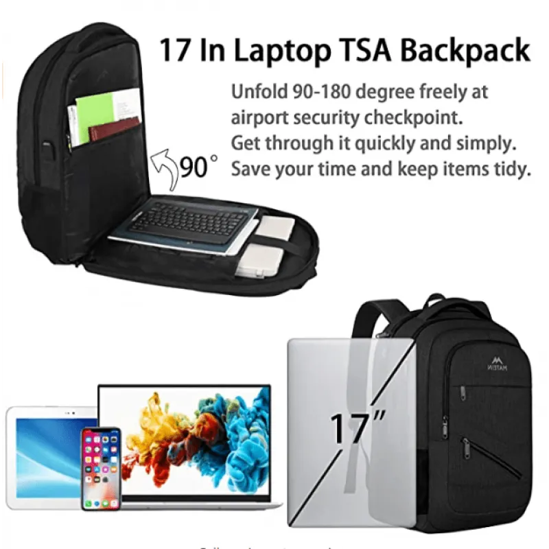 Σακίδιο πλάτης 30L Laptop 17,3” Matein 1035 μαύρο