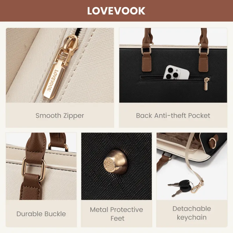Γυναικεία Τσάντα Λάπτοπ Lovevook WB4235 beige black brown