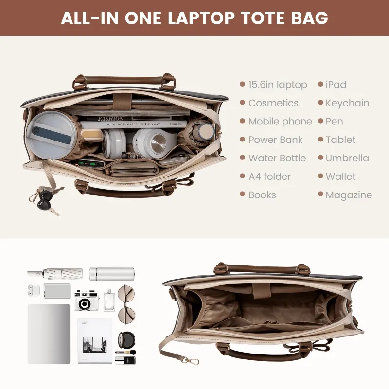 Γυναικεία Τσάντα Λάπτοπ Lovevook WB4235 beige black brown